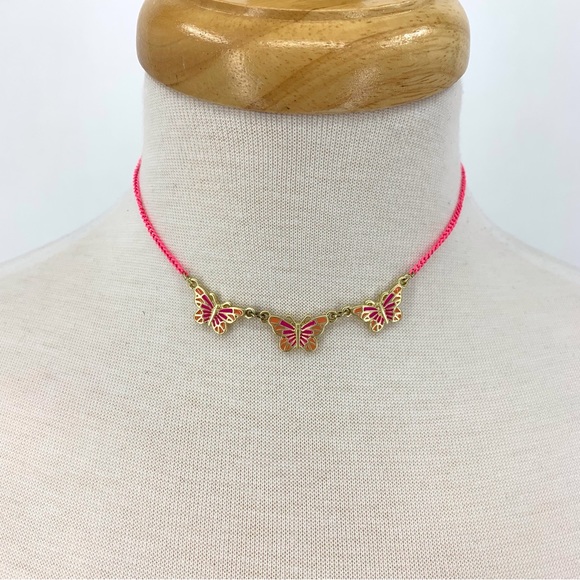 Stella & Dot Girls' Pink and Orange Butterfly Necklace - Picture 1 of 16